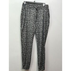 Suzette Collection Pants Womens Small Gray Leopard Print Lounge Joggers